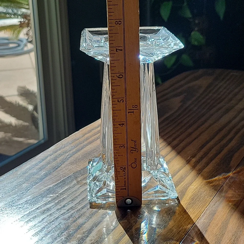 PARTYLITE P7374  7" 24% Lead Crystal Prism Pedestal Candle Holder - Picture 4 of 11